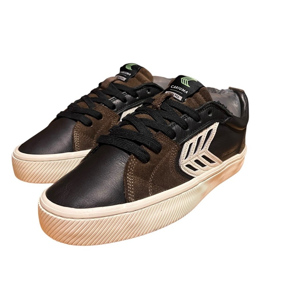 Cariuma CATIBA PRO Skate Black Suede Leather Ivory Logo Sneaker Woman's Sx 7